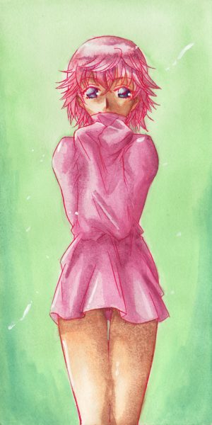 ピンク髪女の子